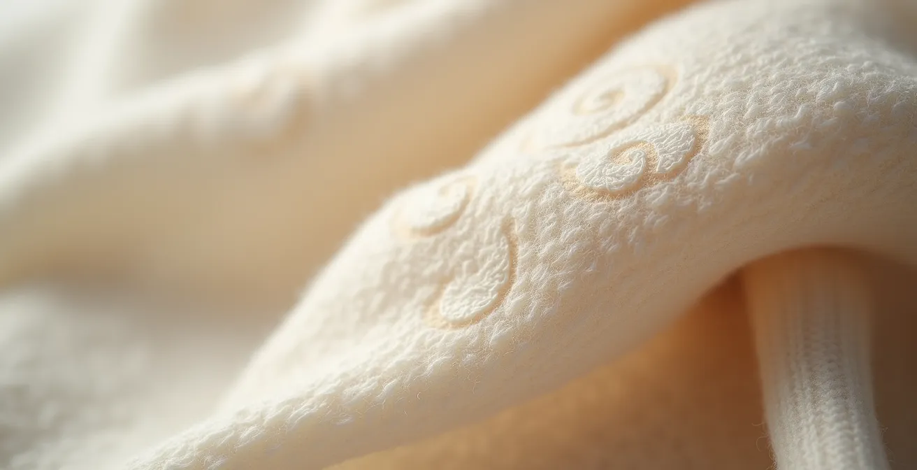 Écharpe en cachemire avec monogramme brodé ton sur ton placé subtilement sur la pointe