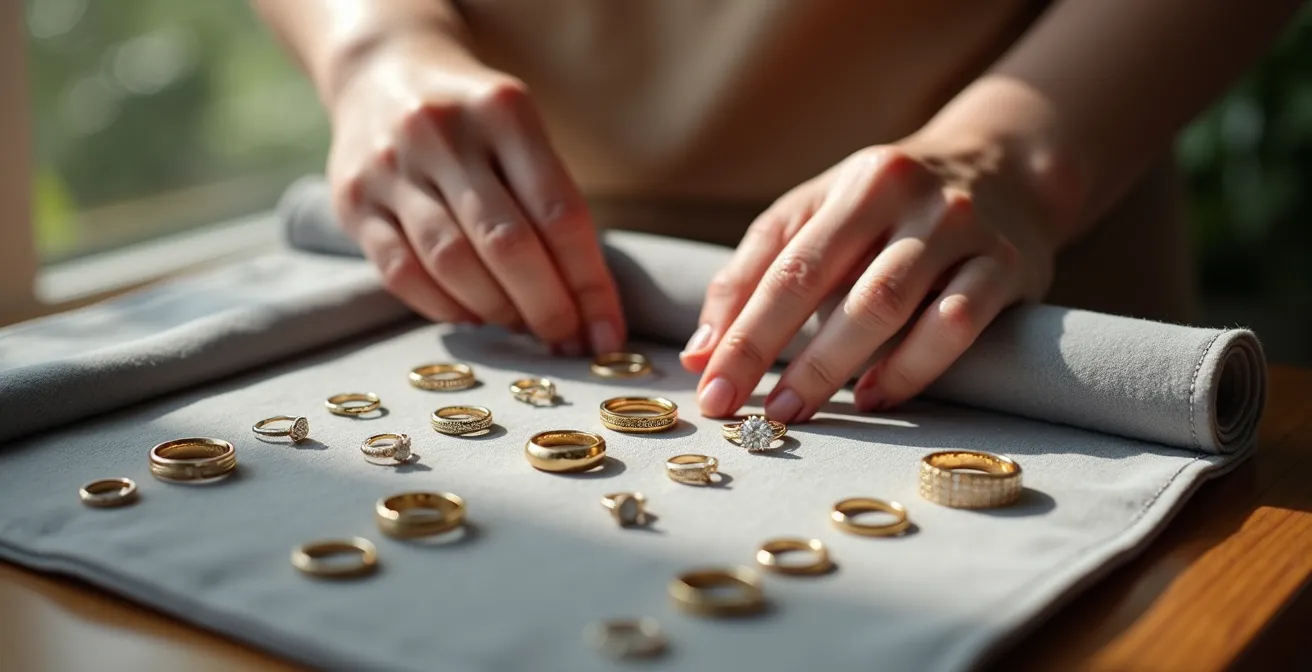 Vue rapprochée d'un boudin de rangement avec bagues organisées de manière optimale