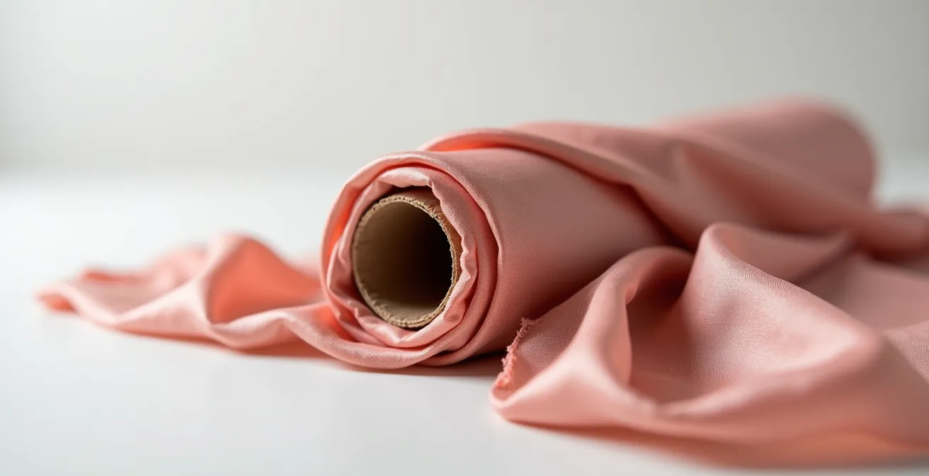 Foulard en soie enroulé autour d'un tube de carton pour éviter les plis